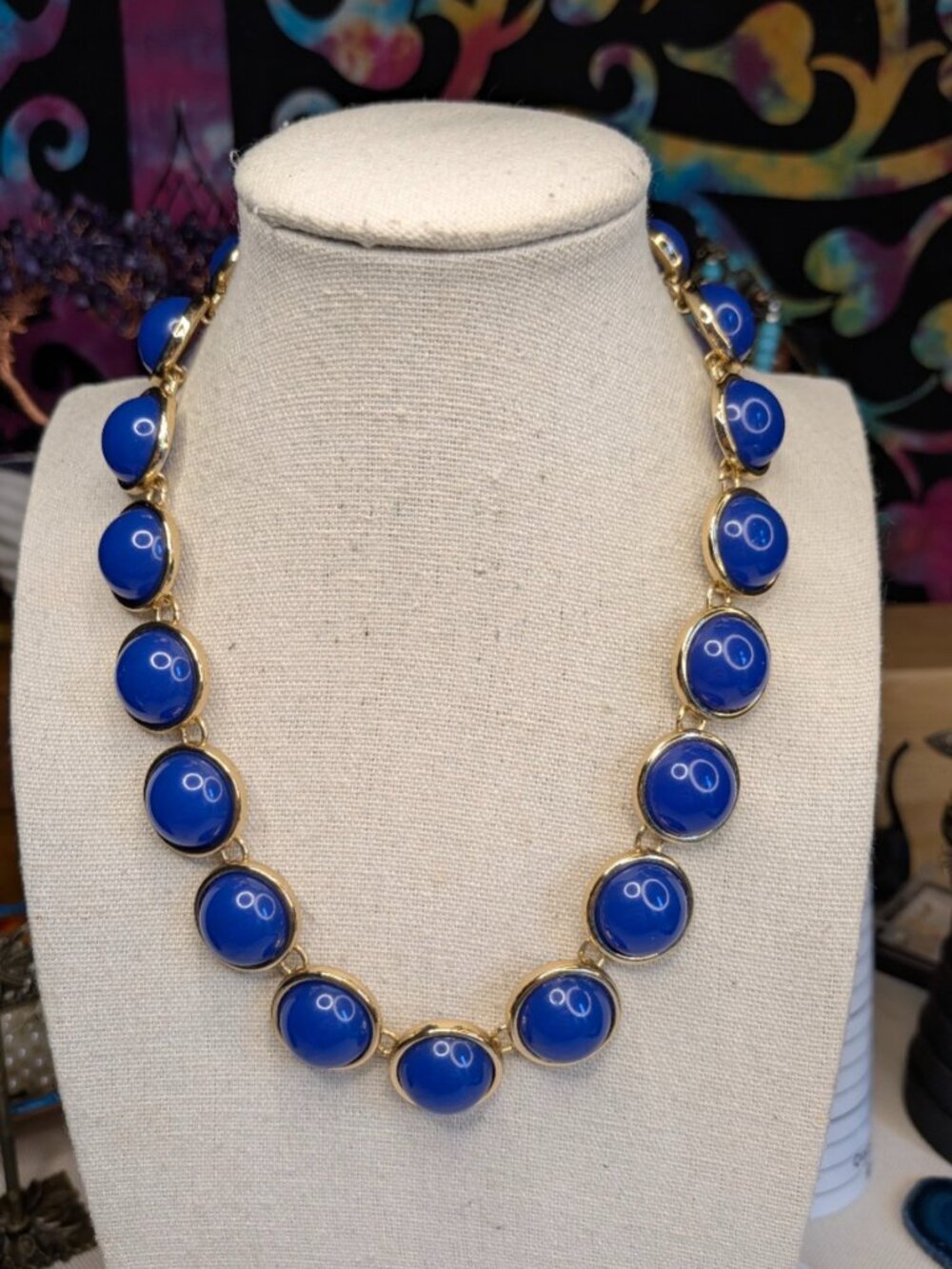 Banana Republic Vintage Cobalt Blue & Gold Statement Necklace